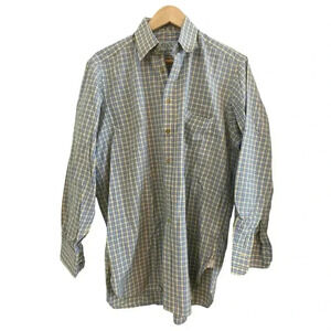 Thomas Pink Mens Blue and Yellow Plaid Shirt